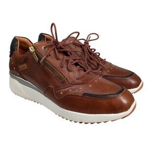 Pikolinos Sella Brown Leather Sneakers Size 41 US 10.5-11 Studded Comfort Zip